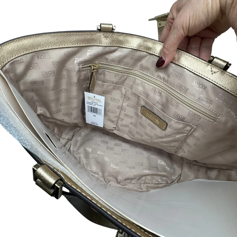 Michael Michael Kors Cecelia Large Basket Tote Malibu Palm NWT $398